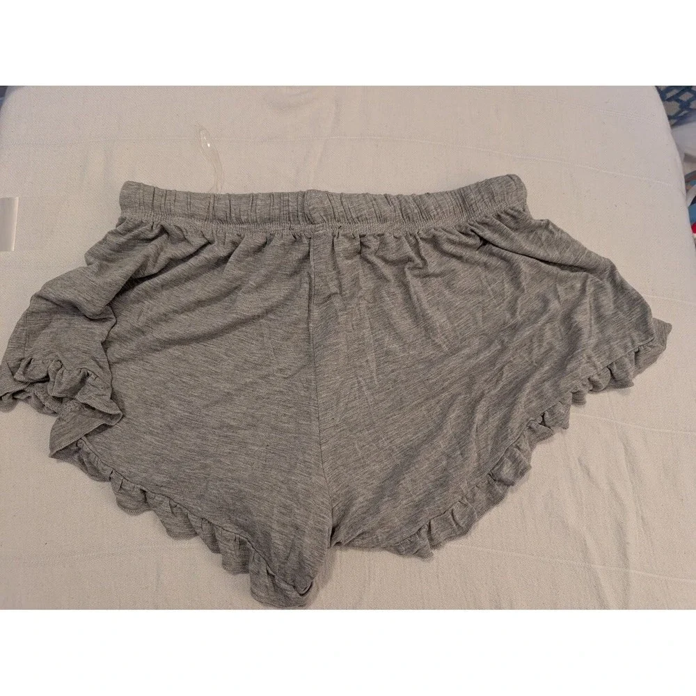POL Ruffle Trim Lounge Shorts‎ Lightweight Comfy Casual Heather Grey M Boutique